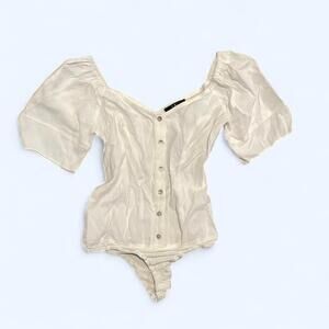 White Lulus bodysuit and button-up front size small
